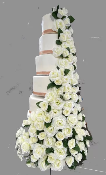 Pièce montée 6 étages décor roses